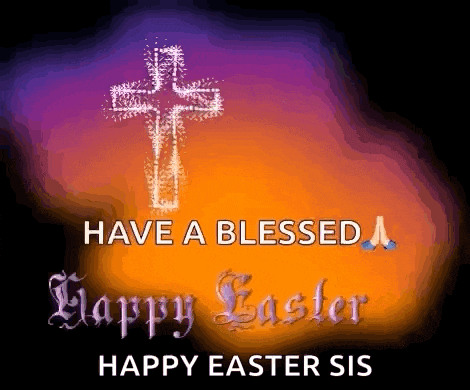 a happy easter sis card with a cross on it