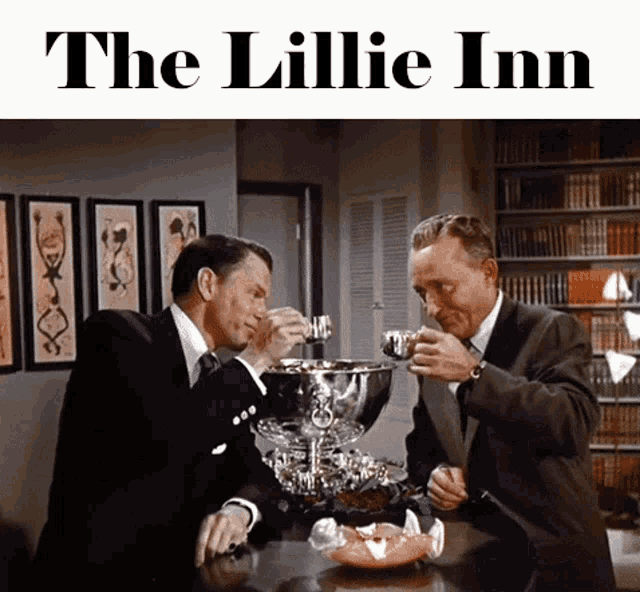 a poster for the lillie inn shows two men at a table
