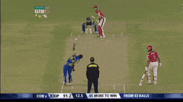 a cricket game is being played in a stadium with a scoreboard that says clt30 on it