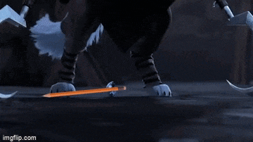 a cartoon wolf with red eyes and the words `` pick it up '' written on it .