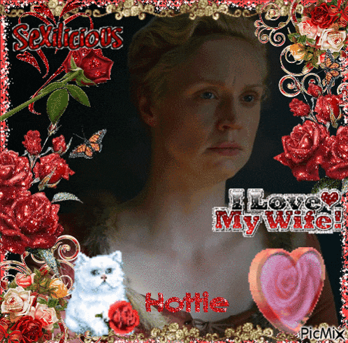 a picture of a woman with the words i love my wife on it