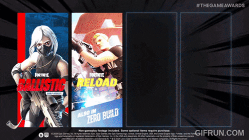 a poster for fortnite shows a woman holding a rifle