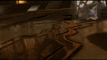 a person 's feet are shown in a video game with purple shoes