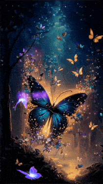 a painting of a butterfly surrounded by flowers