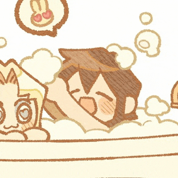 a cartoon drawing of a person in a bathtub with bubbles and a speech bubble that says i love you
