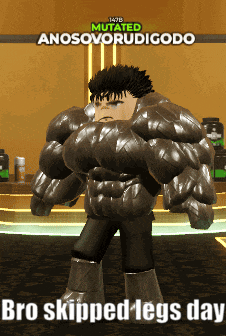 a video game character with huge muscles and the words bro skipped legs day on the bottom