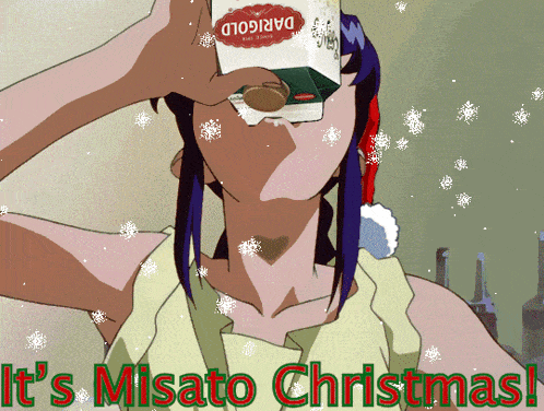 Misato Christmas Evangelion GIF - Misato Christmas Christmas Misato GIFs