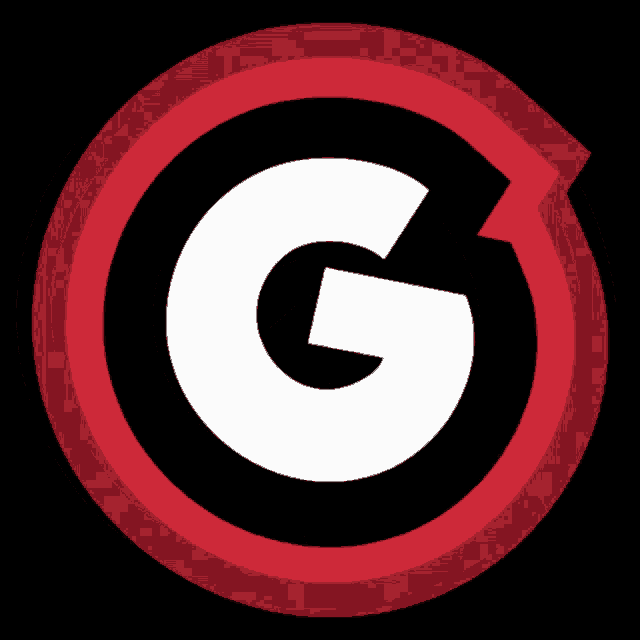 a white letter g inside of a red circle