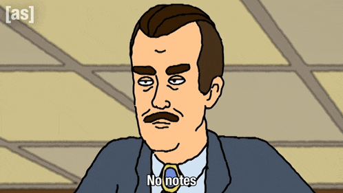 a man in a suit and tie says no notes