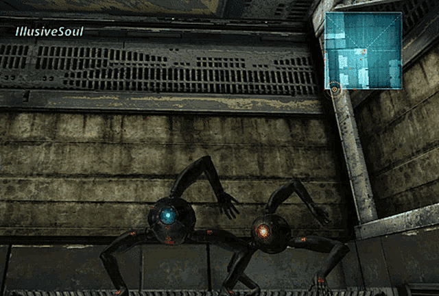 a video game called illusive soul shows two robots dancing