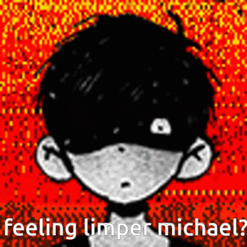 a black and white drawing of a boy with the words feeling limper michael written below him