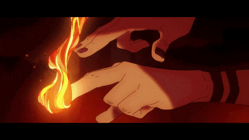 a cartoon drawing of a person holding a fire