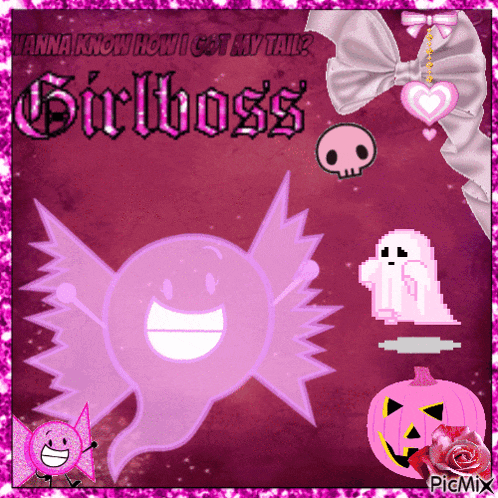 a picture of a ghost with the words girlboss on the bottom