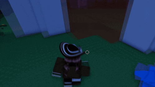 a girl with purple hair is standing in a video game
