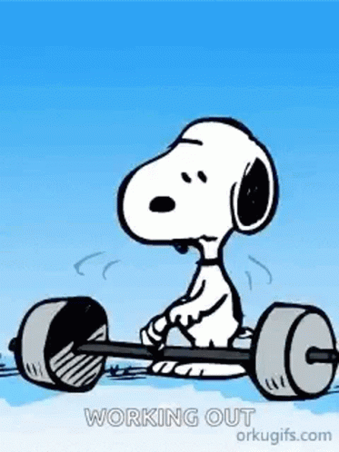 Snoopy Working Out GIF