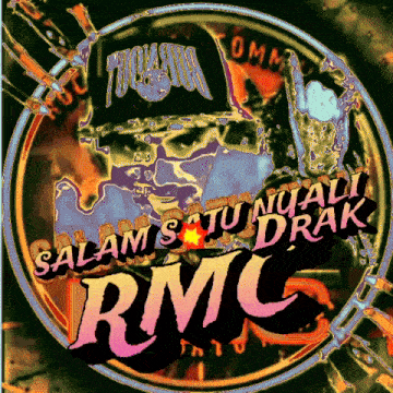 a colorful logo for rmc shows a man in a hat