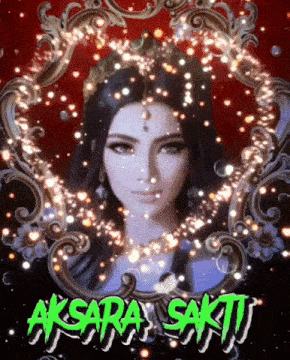 a picture of a woman in a frame with the words aksara sakti