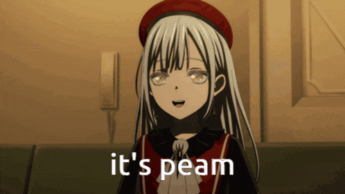 a picture of a girl with the words it 's peaam on it