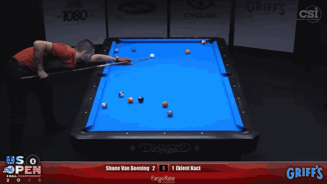 a pool table sponsored by griffe 's and fargo rate