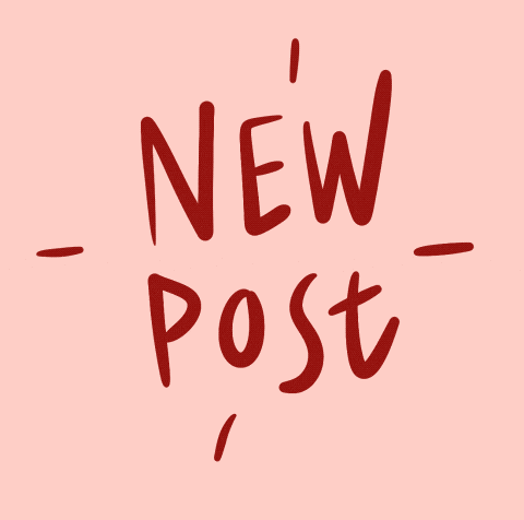 a pink background with red text that says new post