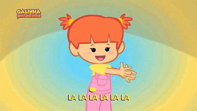 a cartoon of a girl singing la la la la la la la