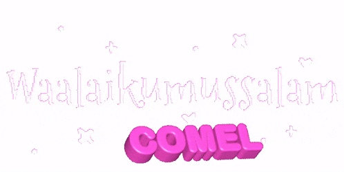 a white background with pink letters that say waalaikumussalam comel