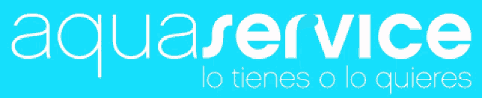 aquaservice lo tienes o lo quieres is written in white letters on a blue background