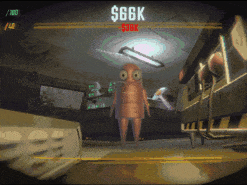a video game screen shows a cartoon character and says $ 66k on it