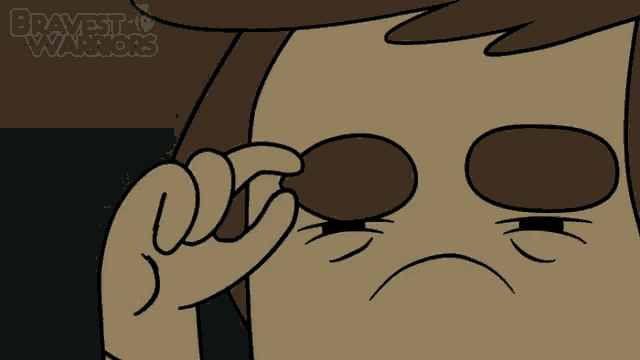 a cartoon character with a sad look on his face and the words bravest warriors on the bottom right