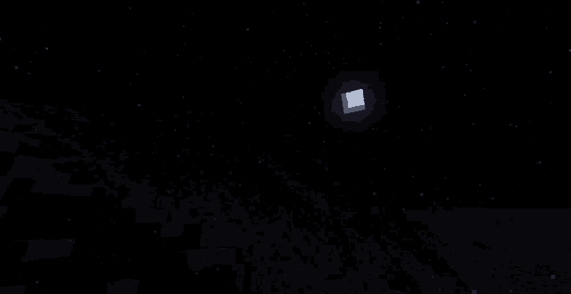 a minecraft screenshot of a cube in the night sky