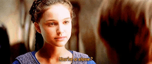 a girl is talking to another girl and the girl is asking if she is a slave