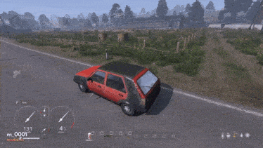 a car is driving down a road in a video game with a speedometer that says 133