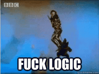 a picture of a skeleton with the words " fuck logic " on it