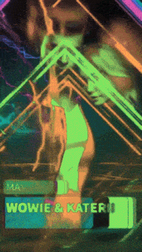 a colorful graphic with the words wowie & kater on it
