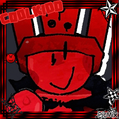 a picture of a red cartoon character with a crown on his head