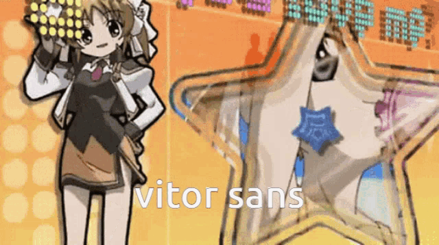 a cartoon of a girl with vitor sans written on the bottom right