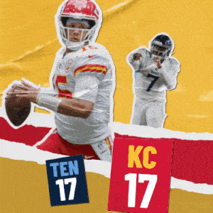 a collage of two football players one from the kansas city chiefs
