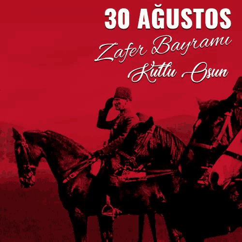 a poster with horses and a star that says 30 agustos on it