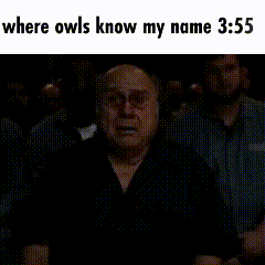 where owls know my name 3:55 is written on a picture of a man