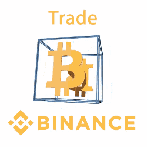 a binance logo with a cube with two bitcoins inside