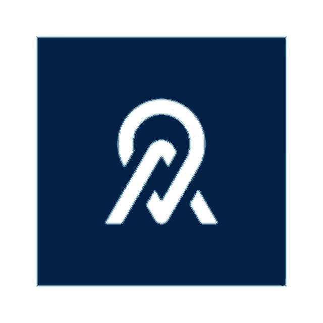 a blue square with a yellow letter n on it .