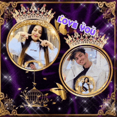 a picture of a man and a woman with the words " love you " on the bottom