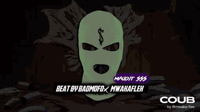 a glow in the dark ski mask with a dollar sign on the face