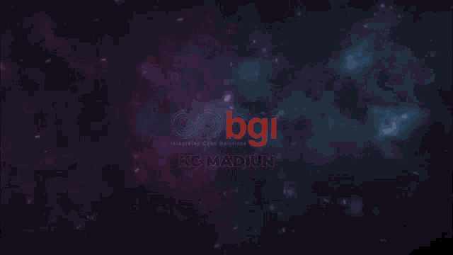 a purple and blue background with a logo for bgi