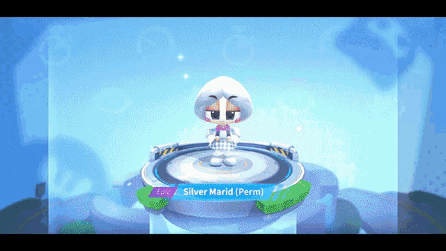 a video game character named silver marid perm is on a podium