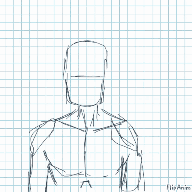 a drawing of a man 's torso with the words flipanim below