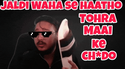 a man wearing sunglasses and the words jaldi waha se haatho