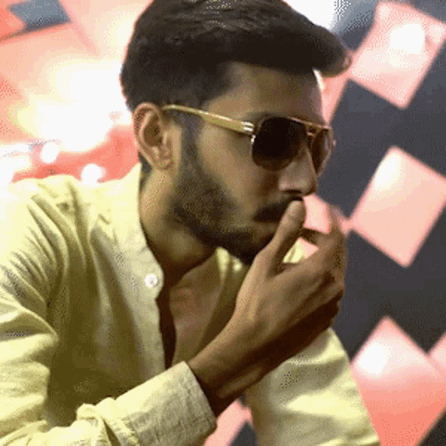Touching Mustache Anirudh Ravichander GIF