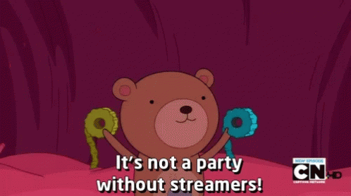 Adventure Time Not A Party Without Streamers GIF - Adventure Time Not A Party Without Streamers Bears Party GIFs
