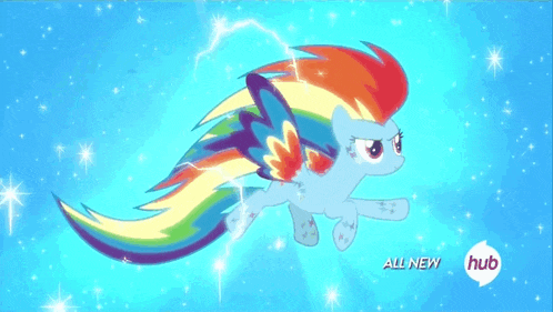 a rainbow dash from my little pony flying through the air
